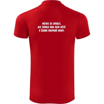 Pánská košile Tenhle rok jsem ještě nebyl v hospodě - Polokošile Victory sportovní (dresovina) - 2XL ( Červená )