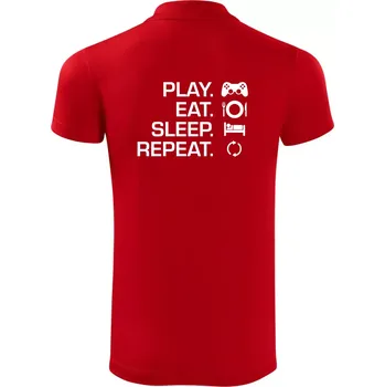Pánská košile Play Eat Sleep Repeat game - Polokošile Victory sportovní (dresovina) - S ( Červená )