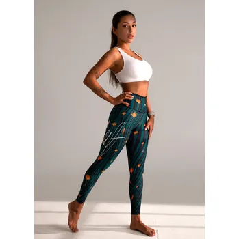 Dámské legíny Sportovní pestré legíny s vysokým pasem KFIT® Flores L