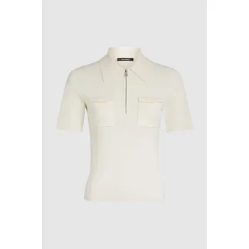 Dámský svetr SVETR KARL LAGERFELD EVERYDAY KNIT ZIP POLO CANNOLI CREAM