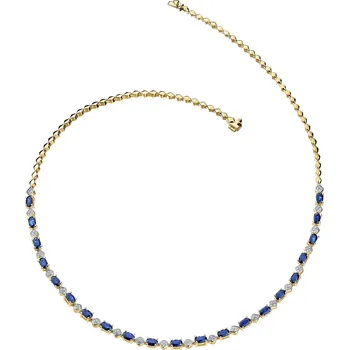 Náhrdelník Zlatý náhrdelník s diamanty a safíry - ryzost 585 - 103.752
