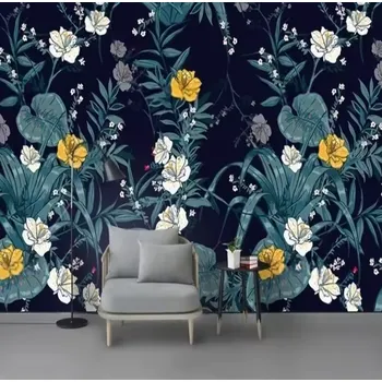 Fototapeta Solution Media 3D tapeta - Ručně malované listy a květy MU9107 6 - Samolepící tapeta - 380-450g/m2