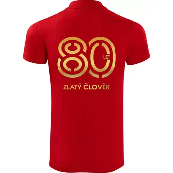 Pánská košile 80 let zlatý člověk - Polokošile Victory sportovní (dresovina) - XL ( Červená )