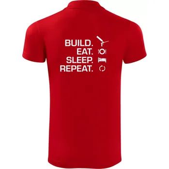 Pánská košile Build eat sleep repeat - montážní pěna - Polokošile Victory sportovní (dresovina) - XL ( Červená )