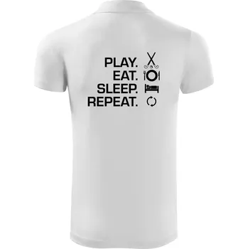 Pánská košile Play eat sleep repeat pozemní hokej - Polokošile Victory sportovní (dresovina) - XL ( Bílá )