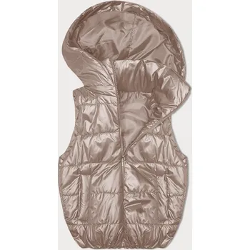 Dámská vesta Světle béžová péřová vesta s odepínací kapucí (B8247-51) odstíny béžové L (40)