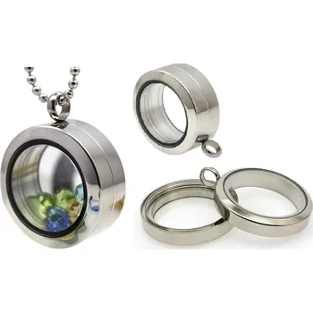 Přívěsek Medailon s otočným uzávěrem nerezový ocelová barva tloušťka 11 mm x 25 mm