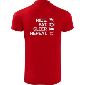 Pánská košile Ride Eat Sleep Repeat koně - Polokošile Victory sportovní (dresovina) - XL ( Červená )