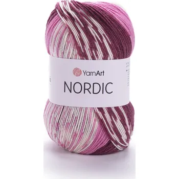 Galanterie Yarn Art příze Nordic 660 vínová, růžová a krémová