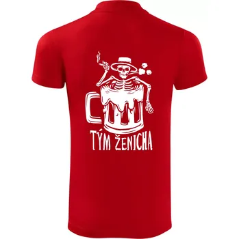 Pánská košile Tým ženicha kostra - Polokošile Victory sportovní (dresovina) - 2XL ( Červená )