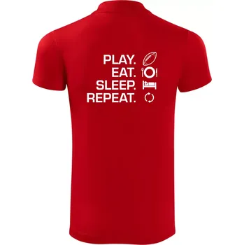 Pánská košile Play Eat Sleep Repeat americký fotbal - Polokošile Victory sportovní (dresovina) - 2XL ( Červená )