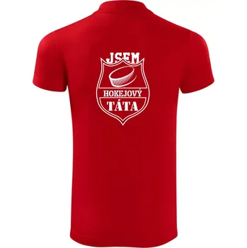 Pánská košile Hokejový táta - puk - Polokošile Victory sportovní (dresovina) - M ( Červená )