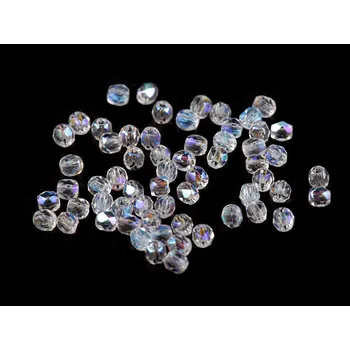 Dětské navlékací korálky Skleněné korálky broušené ohňovky 3 mm, malé, 2 00030/28701 transparent AB