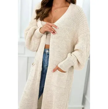 Dámský svetr Svetr dlouhý kardigan béžový UNI