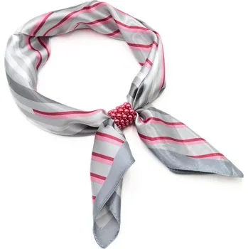 Šátek Šátek se sponkou Letuška Light - šedý s pruhy