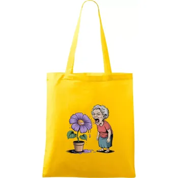 Stará paní plive na fialu - Taška bavlněná - 42 x 38 cm ( Žlutá )