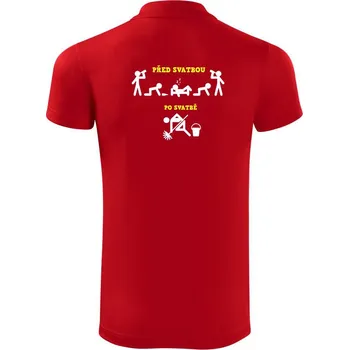 Pánská košile Před a po - svatba párty - Polokošile Victory sportovní (dresovina) - XL ( Červená )