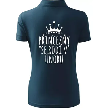 Princezny se rodí v únoru - Polokošile dámská Pique Polo - XS ( Námořní modrá (téměř černá) )