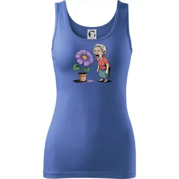Dámské tričko Stará paní plive na fialu - Dámské tílko - M ( Azurově modrá )