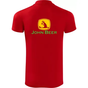 Pánská košile John Beer jelen s pivem - Polokošile Victory sportovní (dresovina) - L ( Červená )