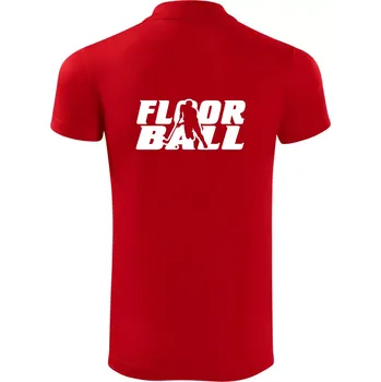 Pánská košile Floorball nápis rovný - Polokošile Victory sportovní (dresovina) - XL ( Červená )