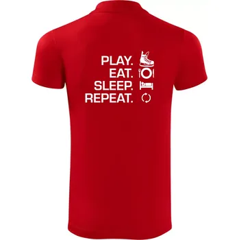 Pánská košile Play Eat Sleep Repeat hokej - Polokošile Victory sportovní (dresovina) - 2XL ( Červená )
