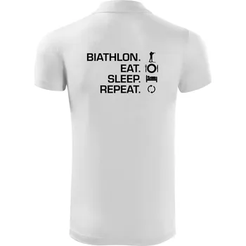 Pánská košile Biathlon Eat Sleep Repeat - Polokošile Victory sportovní (dresovina) - S ( Bílá )