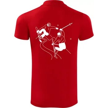 Pánská košile Lyžovaní - kresleny obrázek - Polokošile Victory sportovní (dresovina) - L ( Červená )