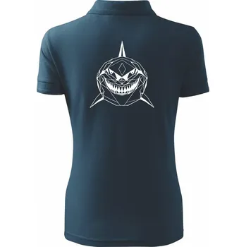 Geometrie - žralok tvář - Polokošile dámská Pique Polo - 2XL ( Námořní modrá (téměř černá) )