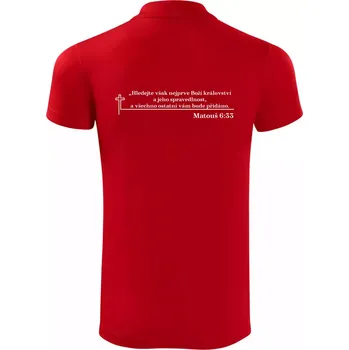 Pánská košile Citáty z bible - Matouš 6:33 - Polokošile Victory sportovní (dresovina) - M ( Červená )
