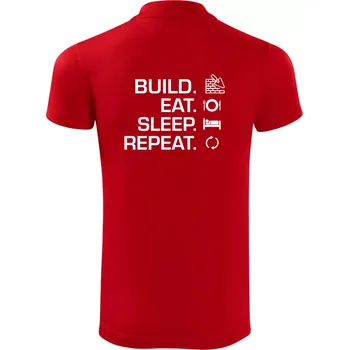 Pánská košile Build eat sleep repeat - cihly - Polokošile Victory sportovní (dresovina) - L ( Červená )