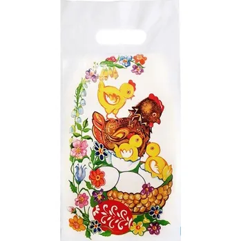 Velikonoční taška 20 × 40 cm bílá - Slepice