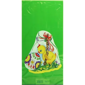 Velikonoční sáček 20 × 40 cm čirý - Kuřátko v zeleném
