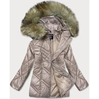 Dámská cargo bunda Bunda dámská béžová s kapucí a kožešinovým lemem Glakate, odstíny béžové M (38) i392_21415-47