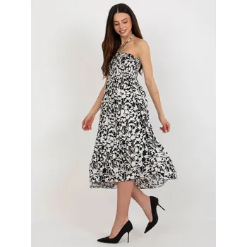 Dámské šaty Dámské černé šaty s potiskem a řasením, S/M i523_2016103393268