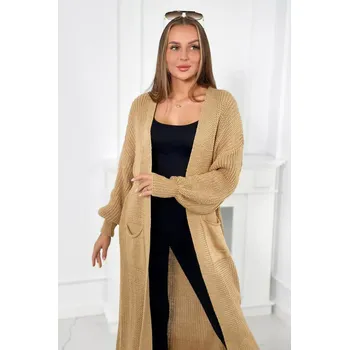 Dámský svetr Svetr dlouhý kardigan Velbloud UNI