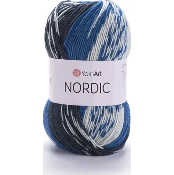 Galanterie Yarn Art příze Nordic 662 antracit, modrá a krémová
