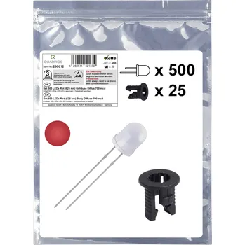 Dioda Quadrios 25O212 sada LED červená kulatý 3 mm 700 mcd 20 mA 2.0 V