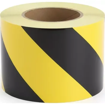 Výstražná páska Černo-žlutá levá reflexní výstražná páska - délka 45 m, šířka 10 cm