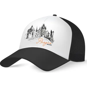 Kšiltovka Kšiltovka Praha bílá, černý kšilt