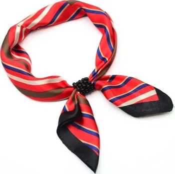 Šátek Šátek se sponkou Letuška Light - červený s pruhy