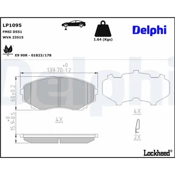 Brzdová destička Sada brzdových destiček, kotoučová brzda DELPHI LP1095