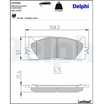 Brzdová destička Sada brzdových destiček, kotoučová brzda DELPHI LP2169