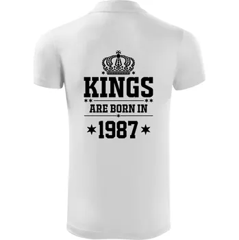 Pánská košile Kings are born in 1987 - Polokošile Victory sportovní (dresovina) - XL ( Bílá )