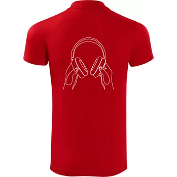 Pánská košile Sluchátka jedním tahem - Polokošile Victory sportovní (dresovina) - XL ( Červená )