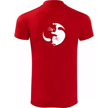 Pánská košile Kočka - Jin jang - Polokošile Victory sportovní (dresovina) - XL ( Červená )