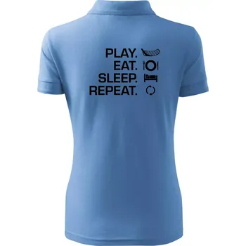 Play Eat Sleep Repeat florbal - Polokošile dámská Pique Polo - S ( Pyžamově modrá )