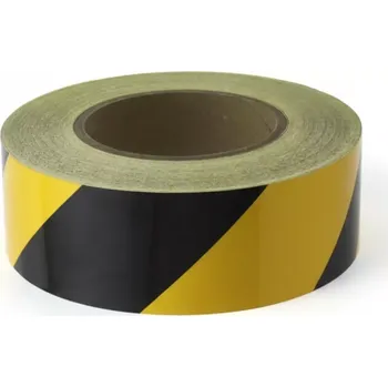 Výstražná páska Černo-žlutá pravá reflexní výstražná páska - délka 45 m, šířka 5 cm
