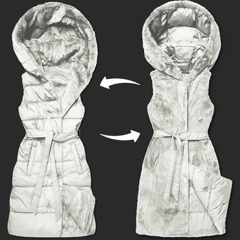 Dámská vesta Hrubší oboustranná péřovo-kožešinová vesta v barvě ecru Minority (P3-6035-12) odstíny béžové S (36)