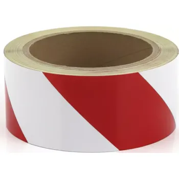 Výstražná páska Bílo-červená levá reflexní výstražná páska - délka 15 m, šířka 5 cm